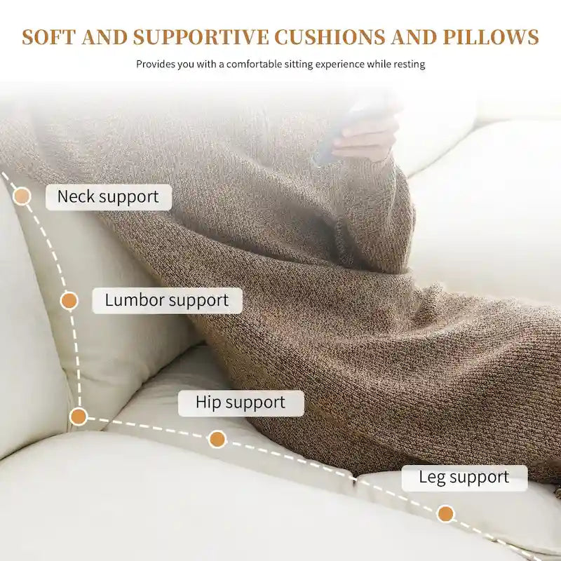 Sofá seccional en forma de L de chenilla 118 con chaise reversible, sofá tipo nube de 5 plazas y almacenamiento en el reposabrazos con cojines