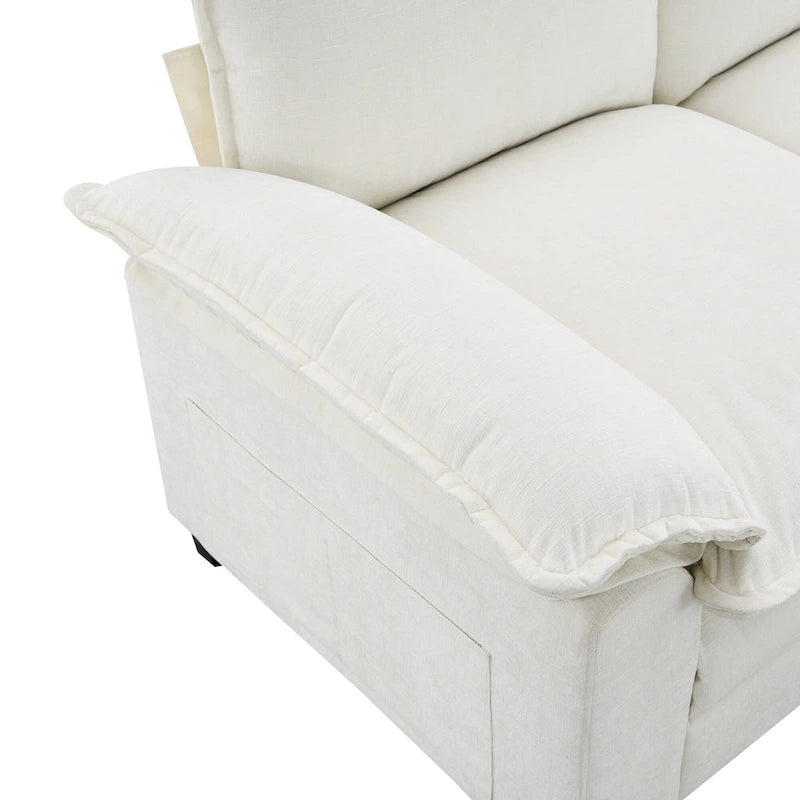 Sofá seccional en forma de L de chenilla 118 con chaise reversible, sofá tipo nube de 5 plazas y almacenamiento en el reposabrazos con cojines