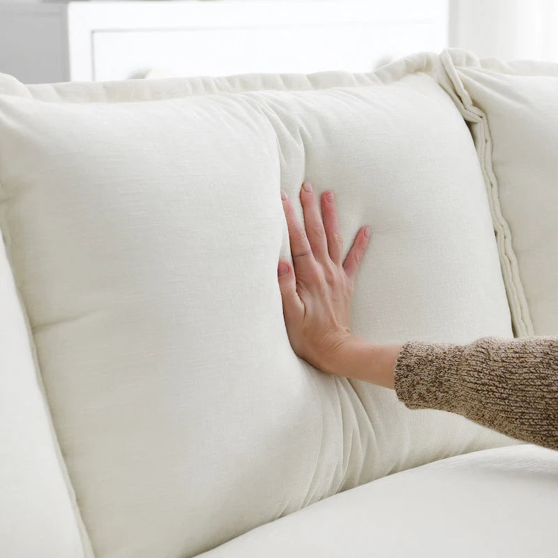 Sofá seccional en forma de L de chenilla 118 con chaise reversible, sofá tipo nube de 5 plazas y almacenamiento en el reposabrazos con cojines