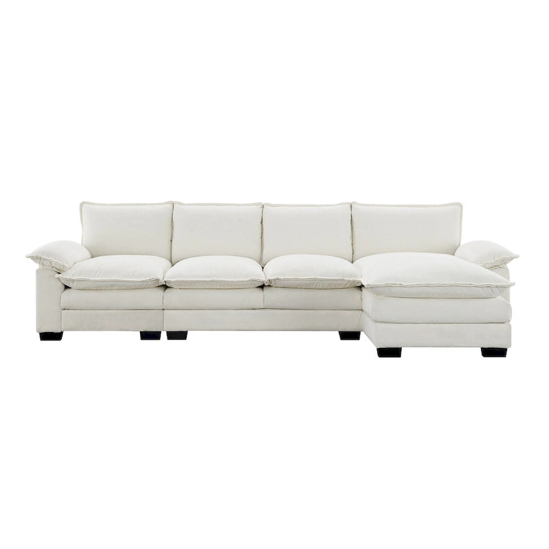 Sofá seccional en forma de L de chenilla 118 con chaise reversible, sofá tipo nube de 5 plazas y almacenamiento en el reposabrazos con cojines