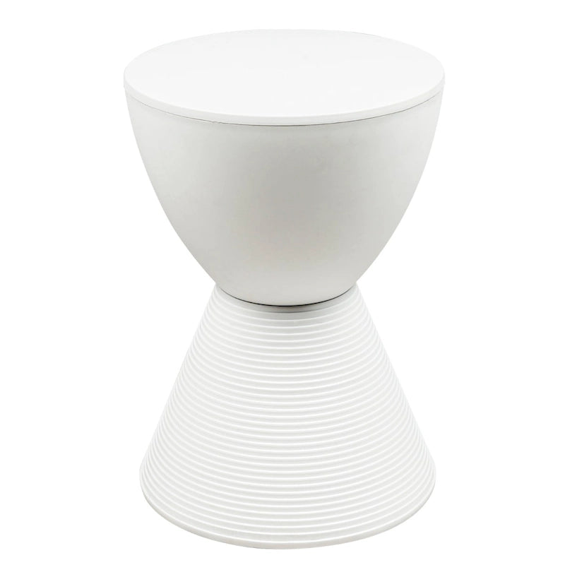 Mesa auxiliar redonda Boyd con base de diseño acanalado, mesa decorativa con tapa extraíble para sala de estar y dormitorio