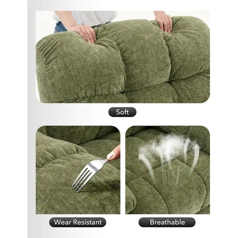 Hintáztatható recliner fotel, 360°-ban forgatható hintaszék nappaliba, kárpitozott szövet vitorlázószék oldalsó ...