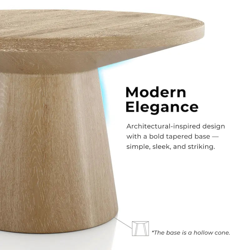 Furniture of America Vitten modern, kerek, tömörfa talapzatos dohányzóasztal