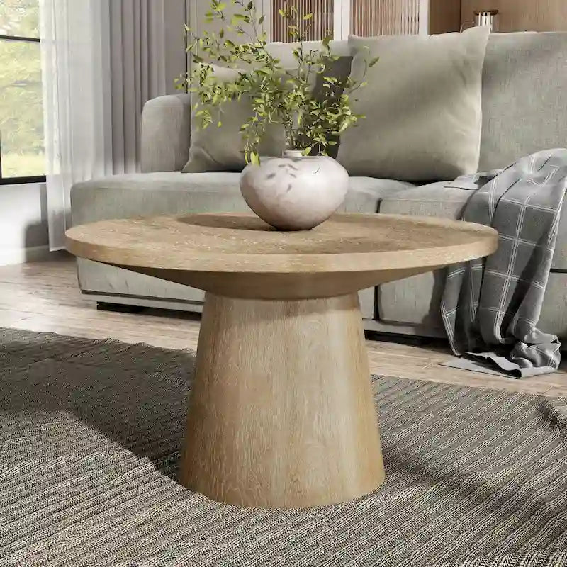 Furniture of America Vitten modern, kerek, tömörfa talapzatos dohányzóasztal