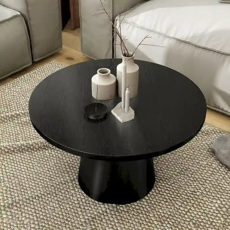 Furniture of America Vitten modern, kerek, tömörfa talapzatos dohányzóasztal