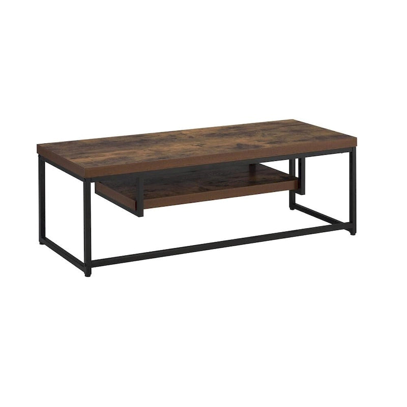 Meuble TV de style industriel en chêne de 47 pouces avec étagère de rangement et pieds en métal pour le salon