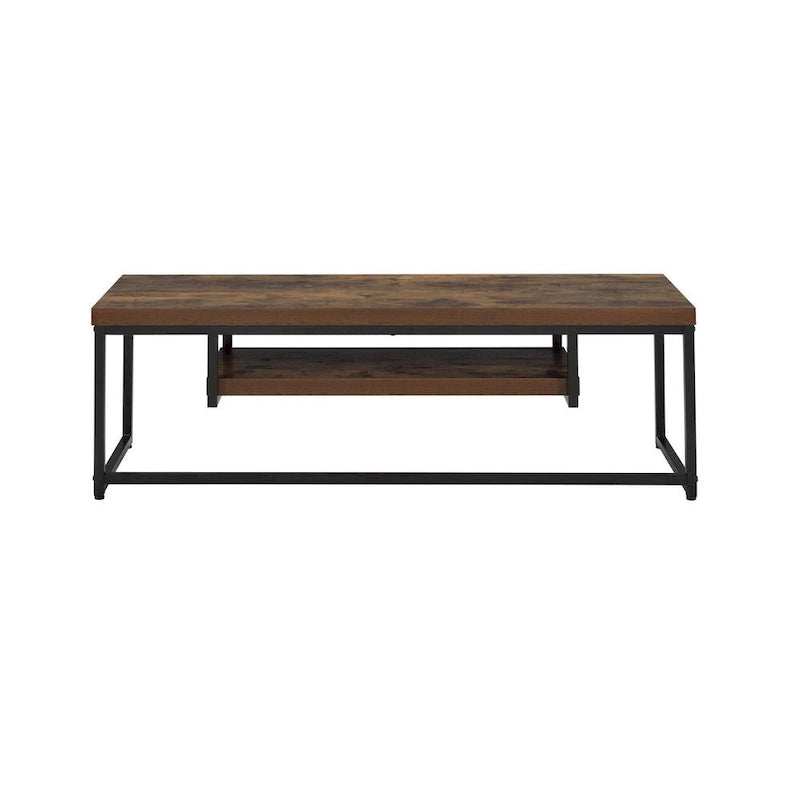 Meuble TV de style industriel en chêne de 47 pouces avec étagère de rangement et pieds en métal pour le salon