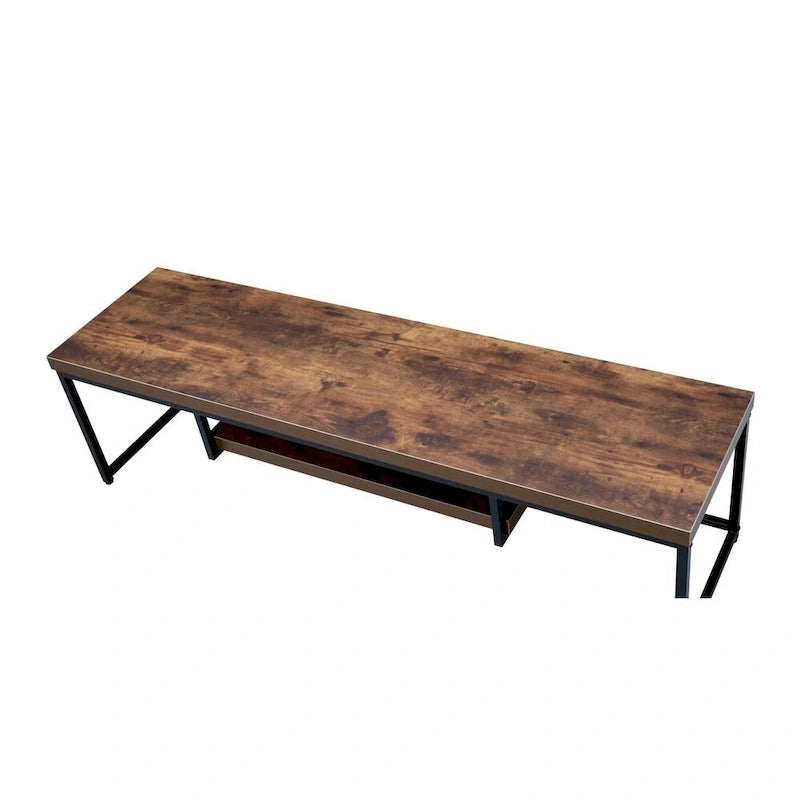 Meuble TV de style industriel en chêne de 47 pouces avec étagère de rangement et pieds en métal pour le salon