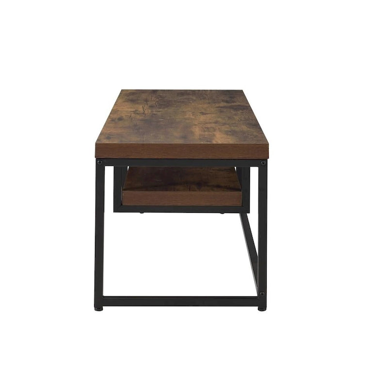 Meuble TV de style industriel en chêne de 47 pouces avec étagère de rangement et pieds en métal pour le salon