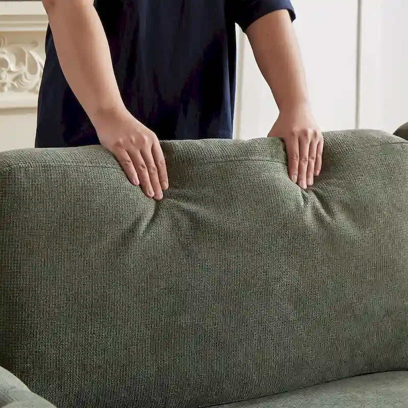 Grünes, 83,8 Zoll großes, ausziehbares Schlafsofa aus Polyester für 3 Personen mit 2-in-1-Funktion, Nagelkopfverzierung und faltbarer Matratze für das Wohnzimmer