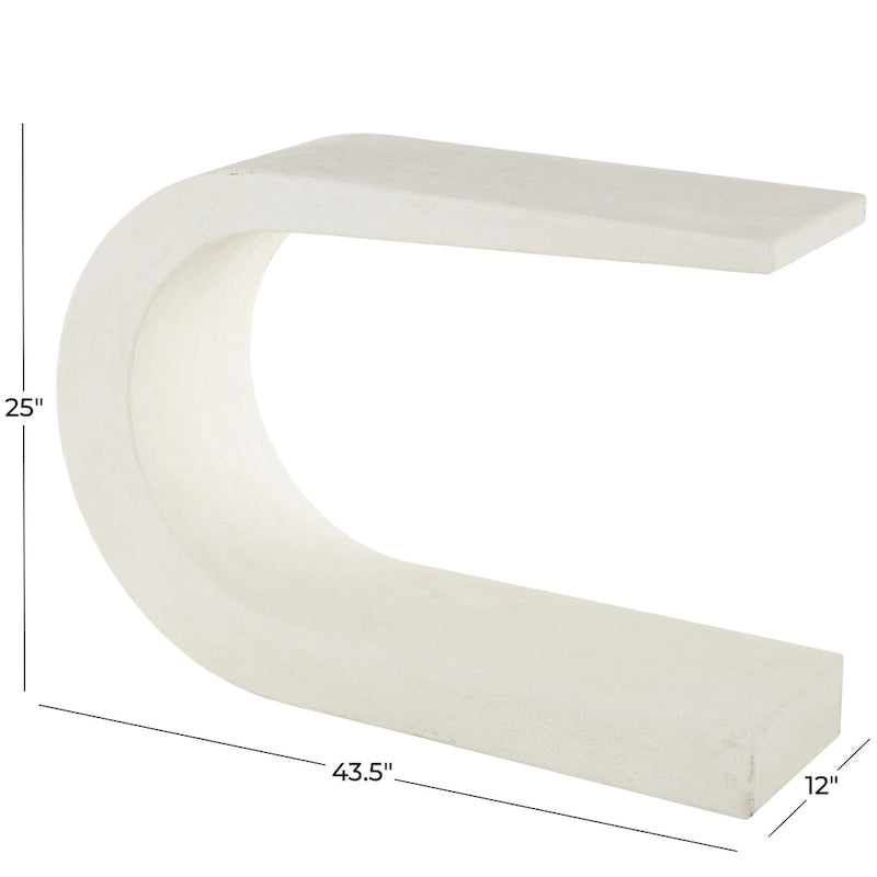 Wooden C-Shaped Console Table - White - Roche River Decor - 12W x 44L x 25H