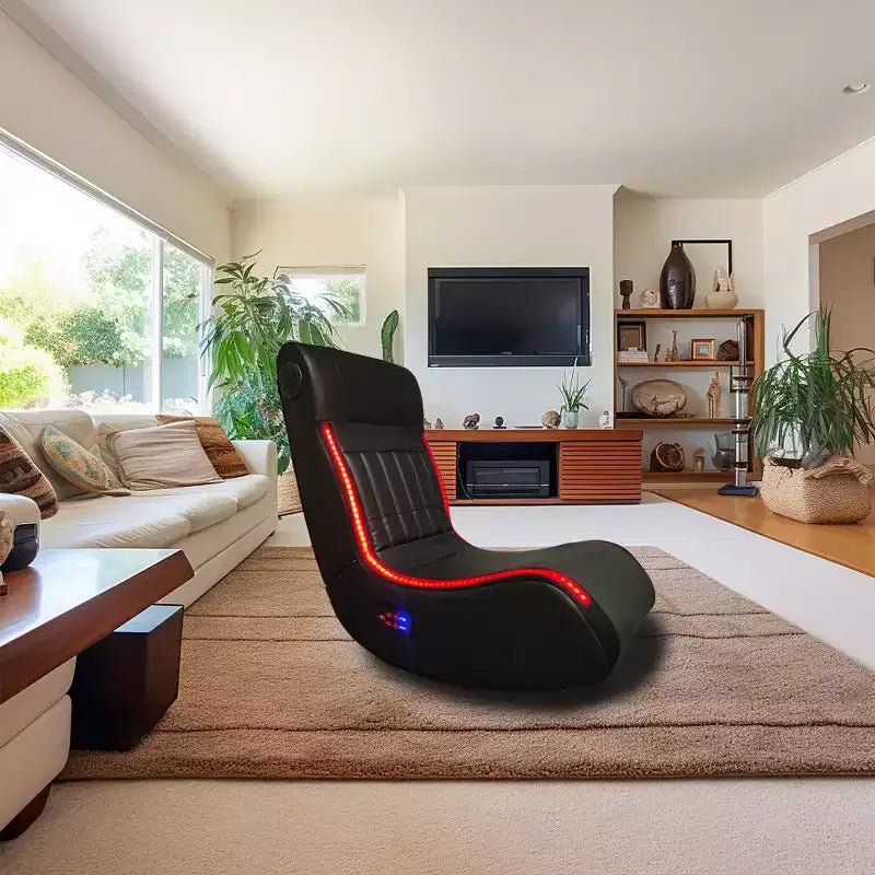 Fauteuil de jeu pliable au sol GDFStudio Claudia avec Bluetooth et massage vibratoire