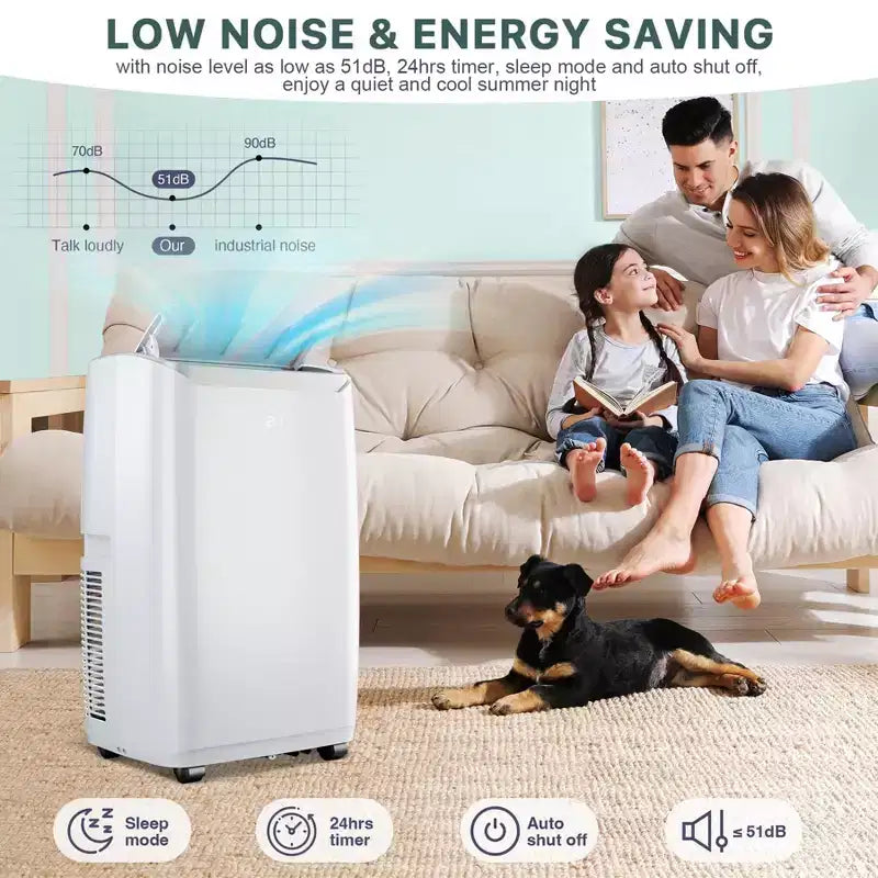 Draagbare airconditioner van 14000 Btu, koelt tot 750 vierkante voet, draagbare airco met ontvochtiger