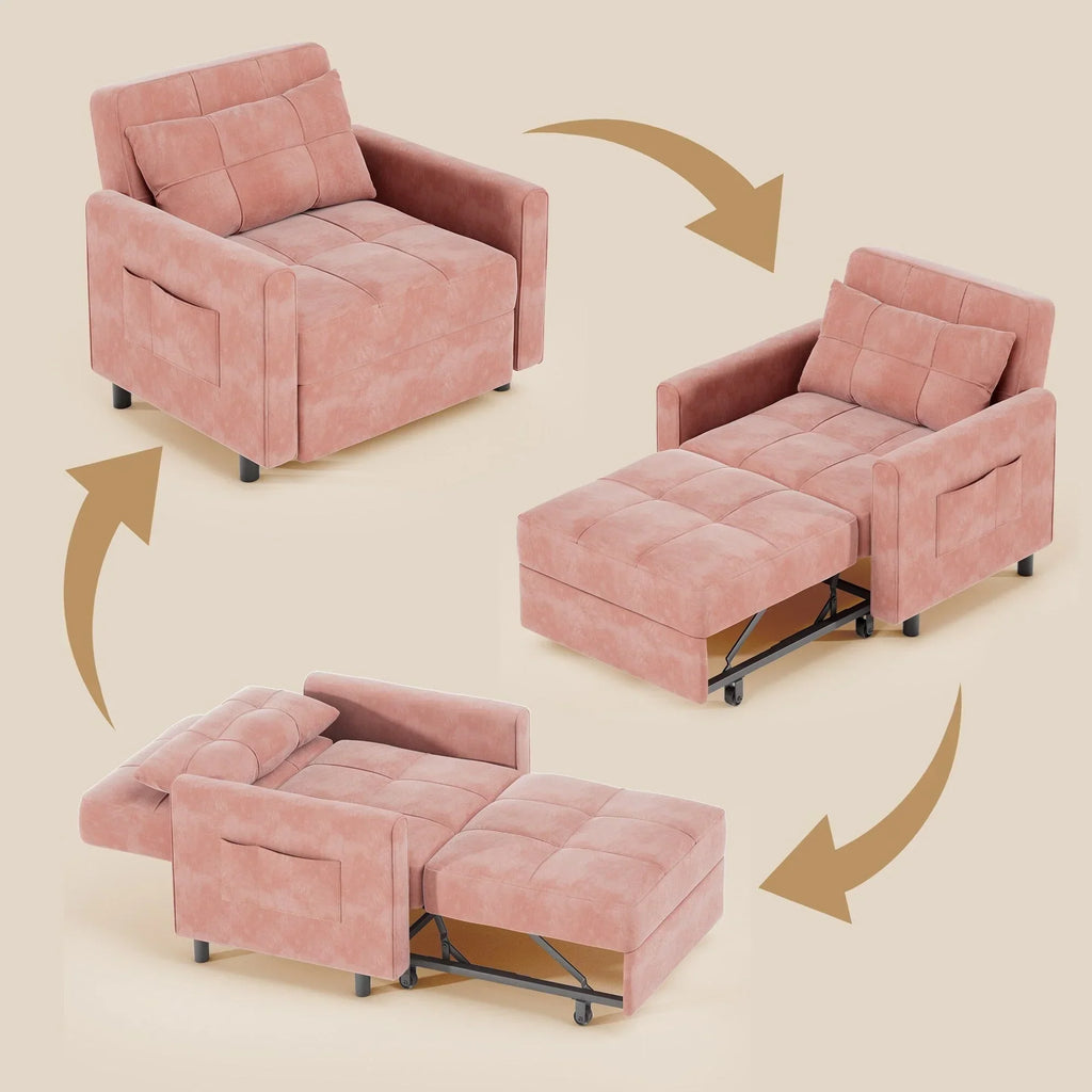 3-in-1-Schlafsofa mit verstellbarer Rückenlehne, ausziehbarer Sessel, umwandelbares Klappbett fürs Wohnzimmer