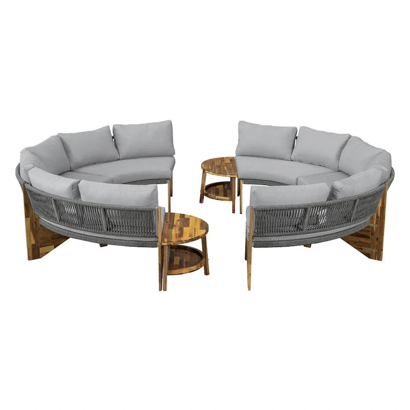 Ensemble de salon extérieur pour 6 personnes avec coussins et 1 table basse