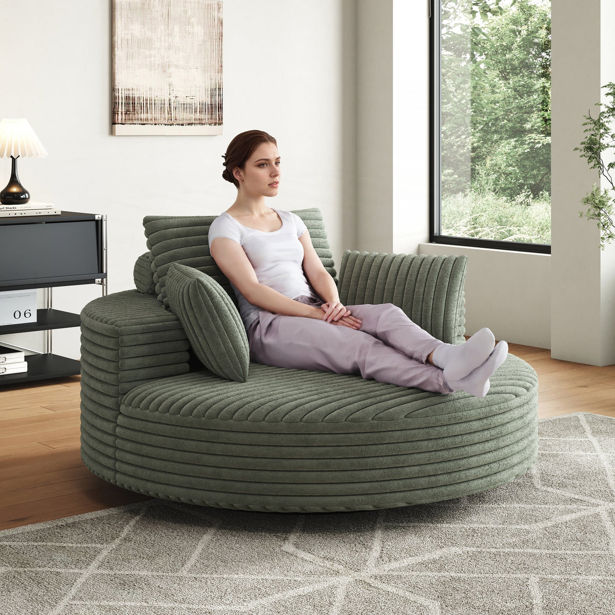 Einzelner Drehstuhl aus Cord-Chenille-Schaumstoff