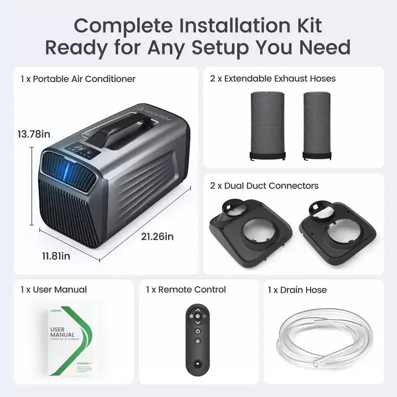 Waykar tragbare Klimaanlage mit 5000 BTU, 3-in-1, mit Entfeuchter und Fernbedienung für Zelt, Camping und Wohnmobil