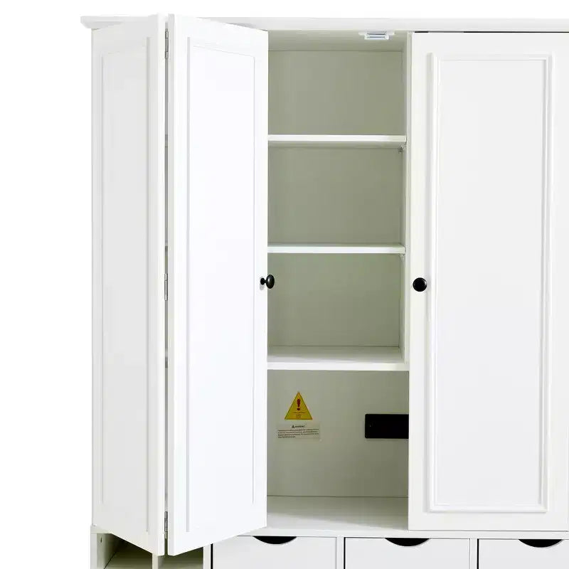 Despensa de cocina independiente Whisen de 71'' de altura, armario grande de almacenamiento para comedor con aparador, 4 puertas plegables, estantes y botelleros