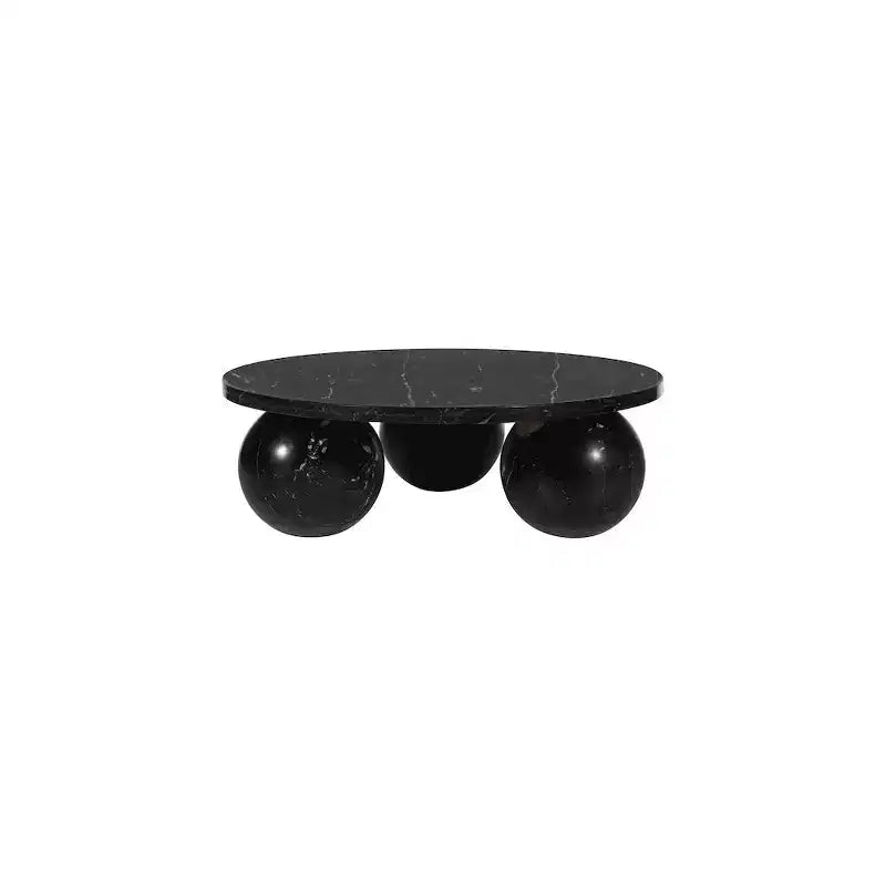 Mesa de centro redonda de mármol con patas esféricas, multicolor, para 4 personas