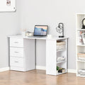 Scrivania HOMCOM 47 con libreria, moderna, per home office, tavolo da scrittura e postazione di lavoro con 3 cassetti e ripiano contenitore - bianca