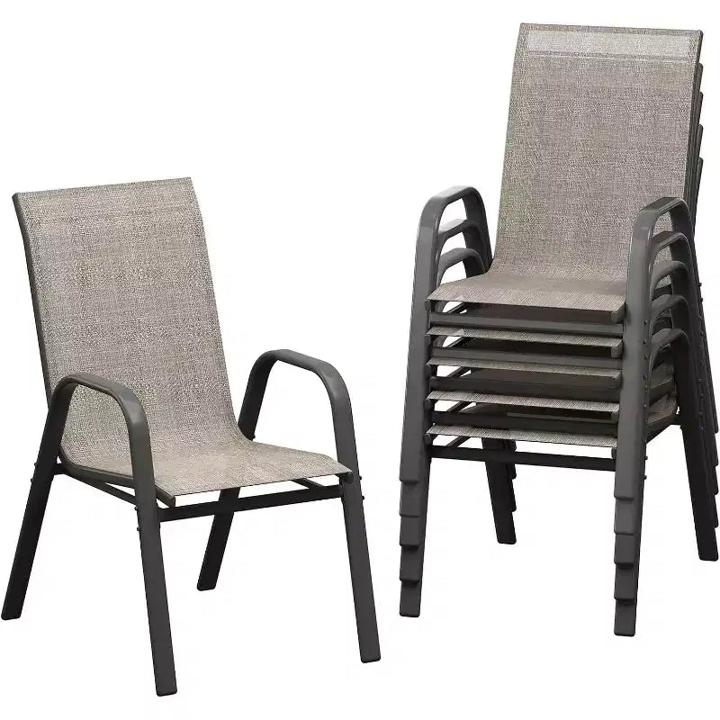 Sedie da patio, set di 4/6 sedie da pranzo impilabili per esterni, leggere e resistenti a tutte le condizioni atmosferiche, in textilene, con braccioli, per giardino e bordo piscina
