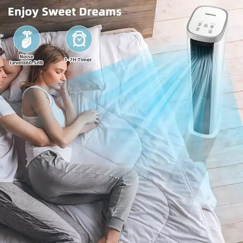 Costway 3-in-1 draagbare verdampingsluchtkoeler, 40'' bladloze verkoelingstorenventilator met timer