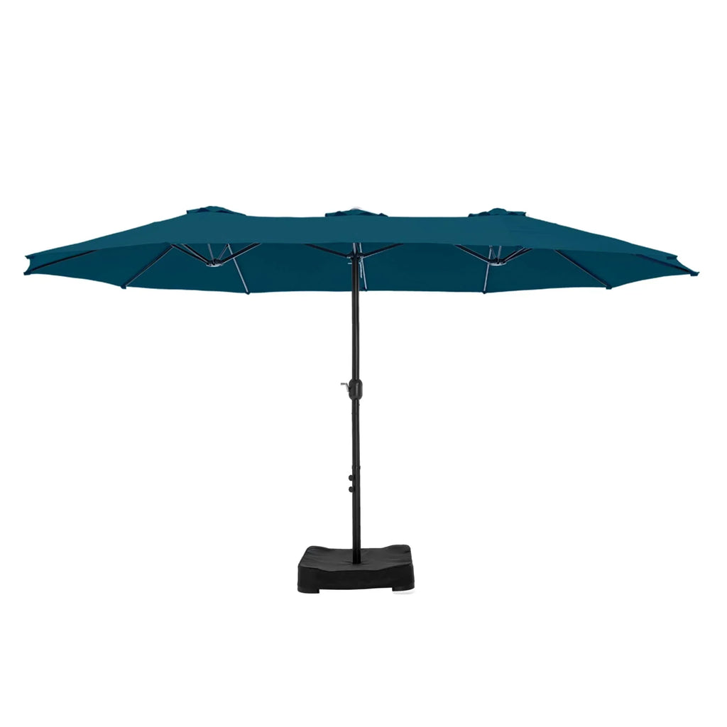 MAISON ARTS dubbele parasol voor terras, 15 ft, extra groot, tweepersoons, inclusief voet
