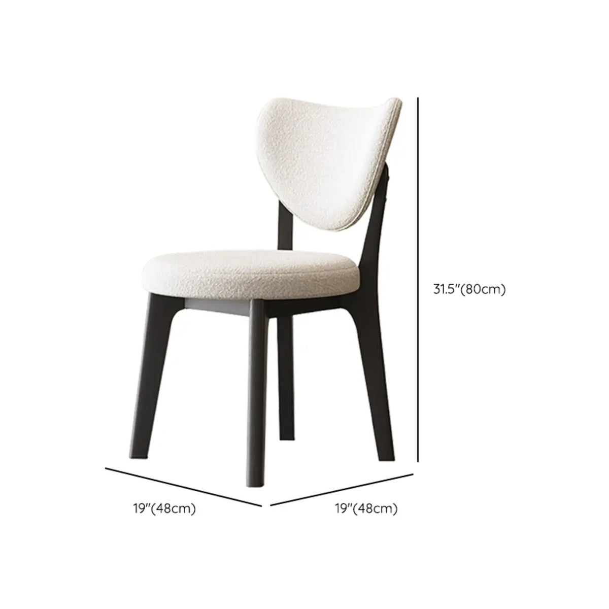 Chaise de salle à manger moderne sans accoudoirs, dossier enveloppant et revêtement en similicuir