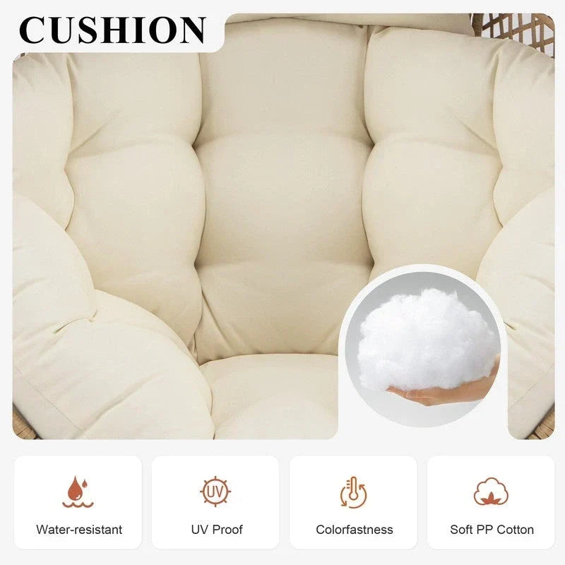 FINCATI Indoor Eggs Chair, 440 lbs Egg Chair Outdoor, Oversized Egg Chair with Ottoman, Luxury Cozy Egg Chair with Foot Rest