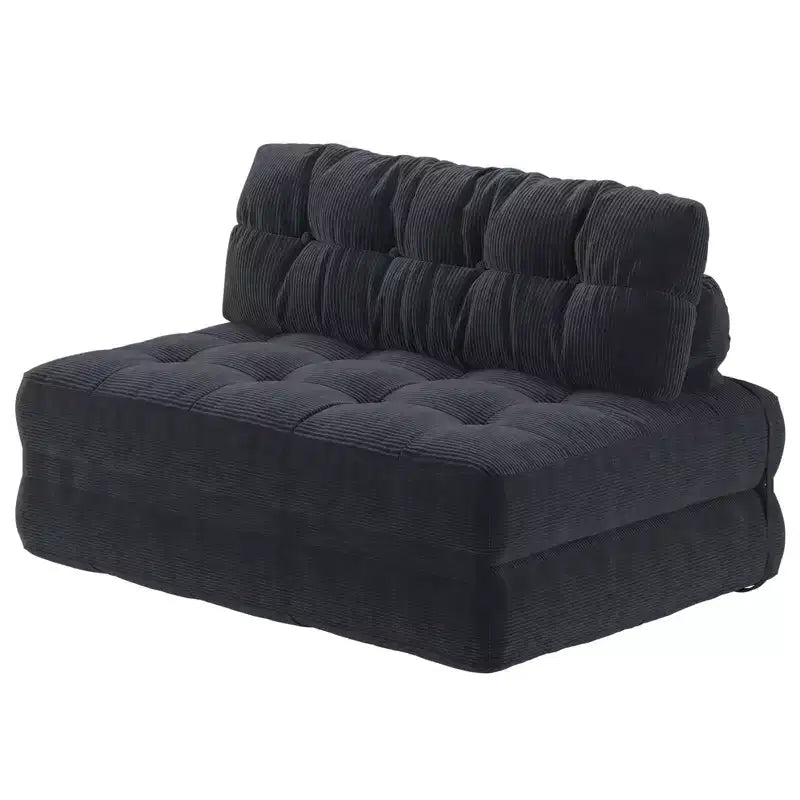 Full Corduroy Folding Sofa Bed Futon, Floor Convertible Sleeper Chair with Pillow & Back Support