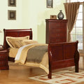 Schlittenbett für eine Person im Übergangsstil – Louis-Philippe-III-Kollektion, Lattenrost erforderlich, Kirschholz