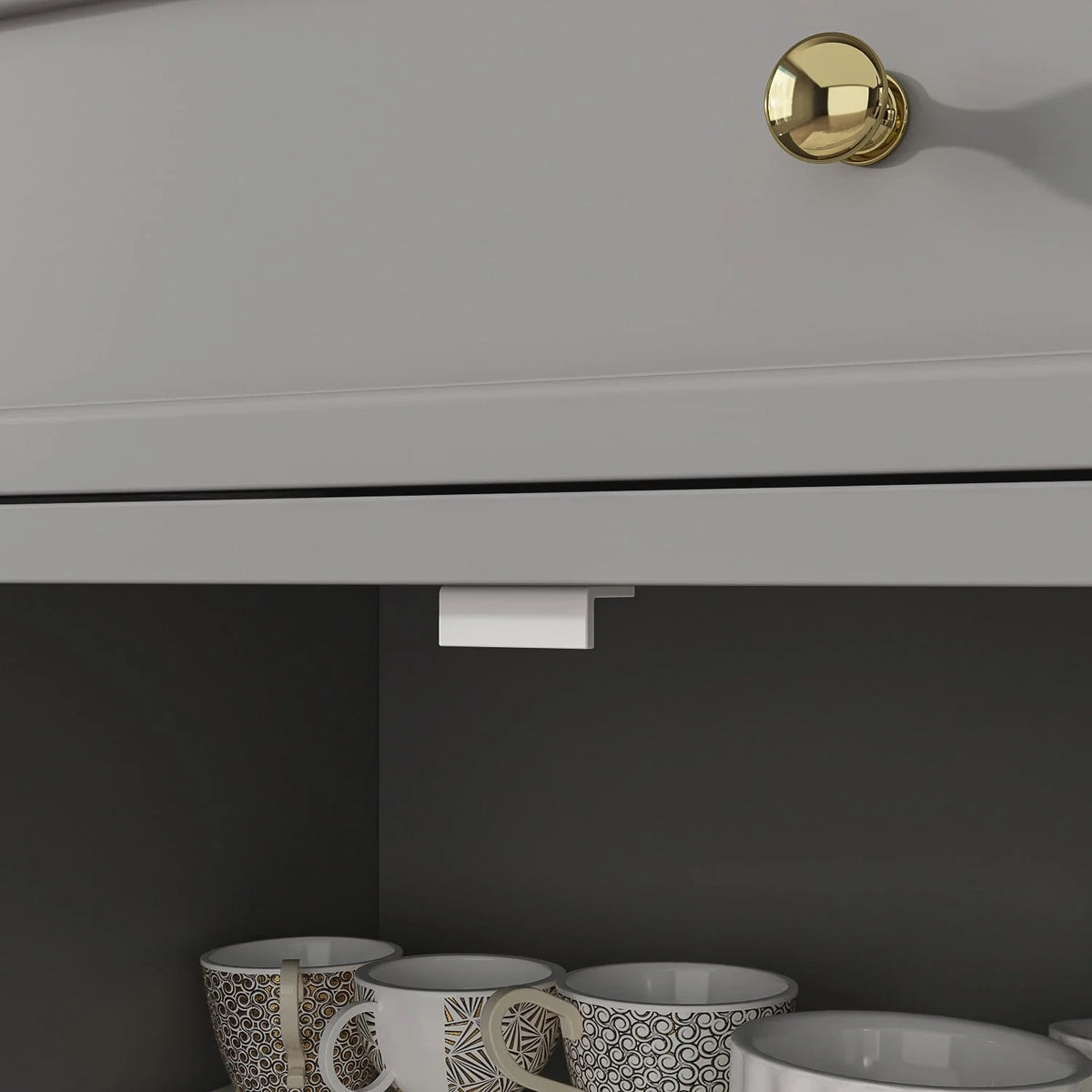 Credenza buffet bianca da 59.1'' in stile moderno di metà secolo, contemporanea e laccata