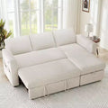 2-in-1-Ausziehsofa mit Stauraum und Ottomane, Chenille-Ecksofa mit USB-Anschlüssen für das Wohnzimmer