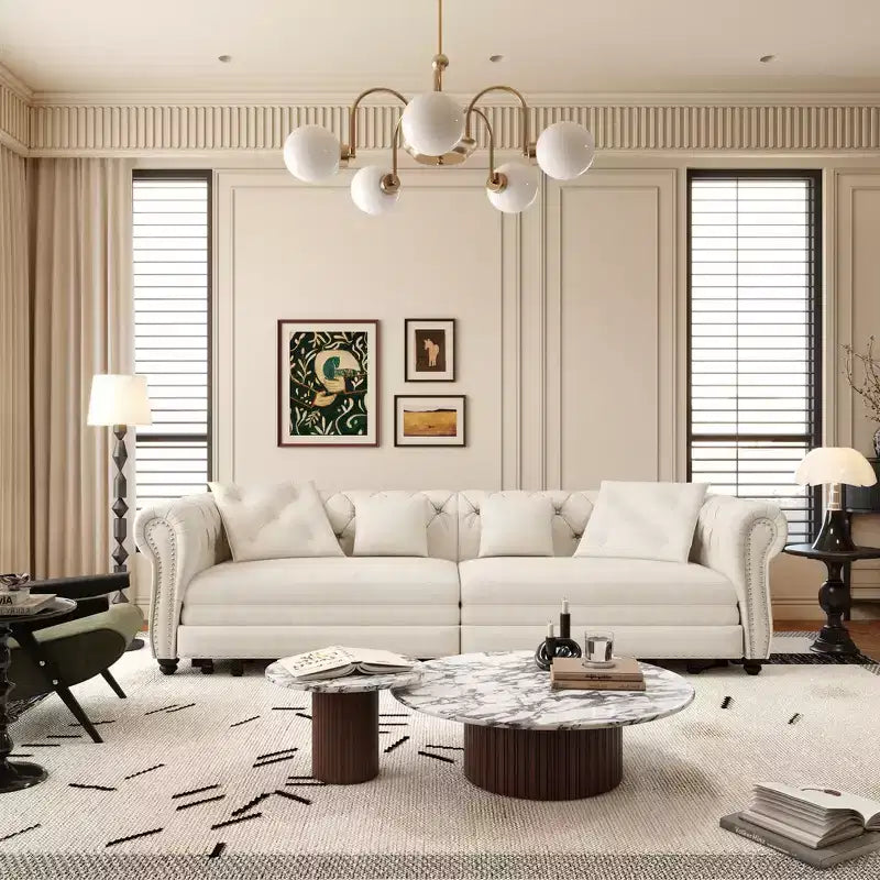 Whisen Samt-Schlafsofa in King-Size mit Ausziehfunktion und 3-in-1-Funktion, wandelbares Schlafsofa mit beweglichem Hocker und Steppdesign