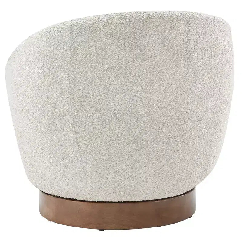 Poltrona barrel girevole imbottita d'accento Spruce&Spring con base in legno