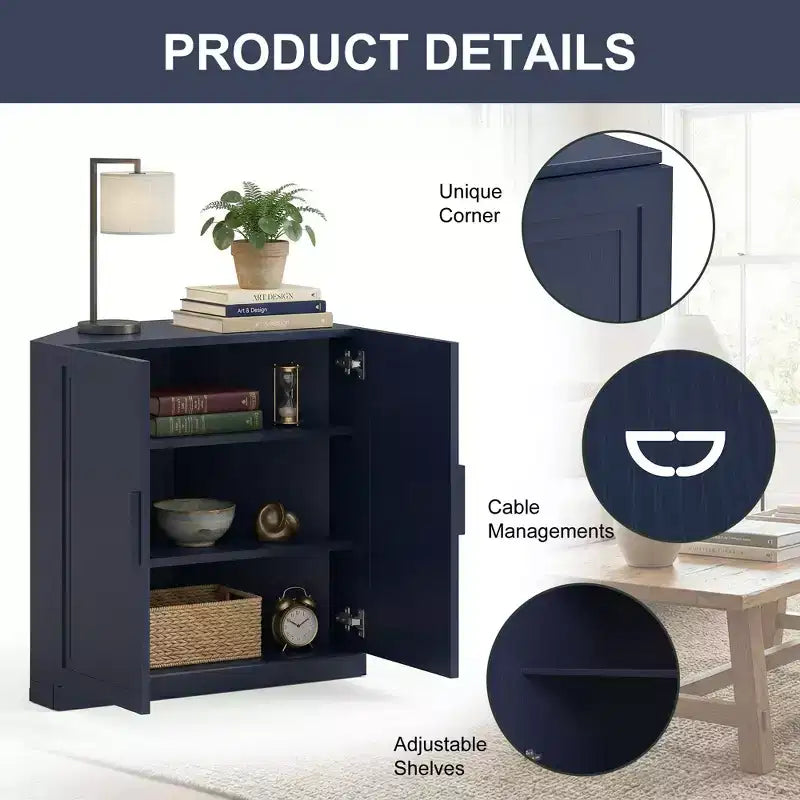 Dovelina Corner Cabinet with Adjustable Shelves Sideboard Buffet Wine Cabinet Kitchen and Dining Cabinet with Wood Doors - 31H x 31W, 36H x 31W