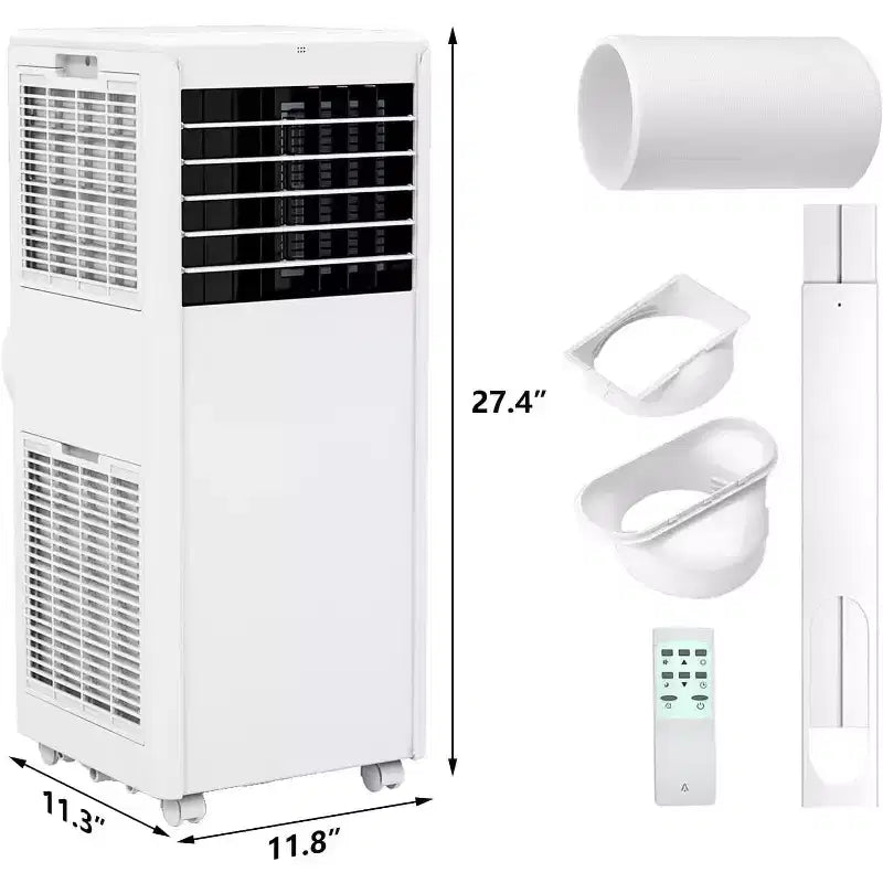 8K BTU Portable Air Conditioner - 3-in-1 Cooling, Dehumidifier & Fan for 350 Sq Ft with Sleep Mode & 1-Year Warranty