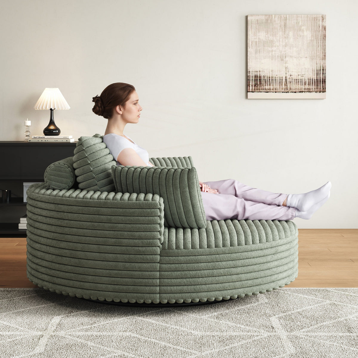 Einzelner Drehstuhl aus Cord-Chenille-Schaumstoff