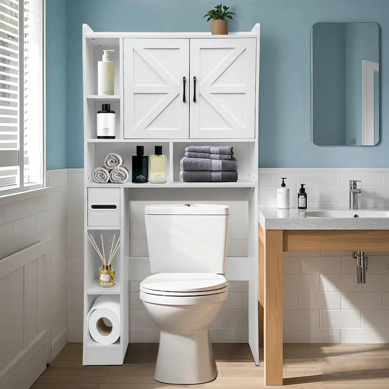 Opbergkast boven het toilet, waterdichte badkamerplanken