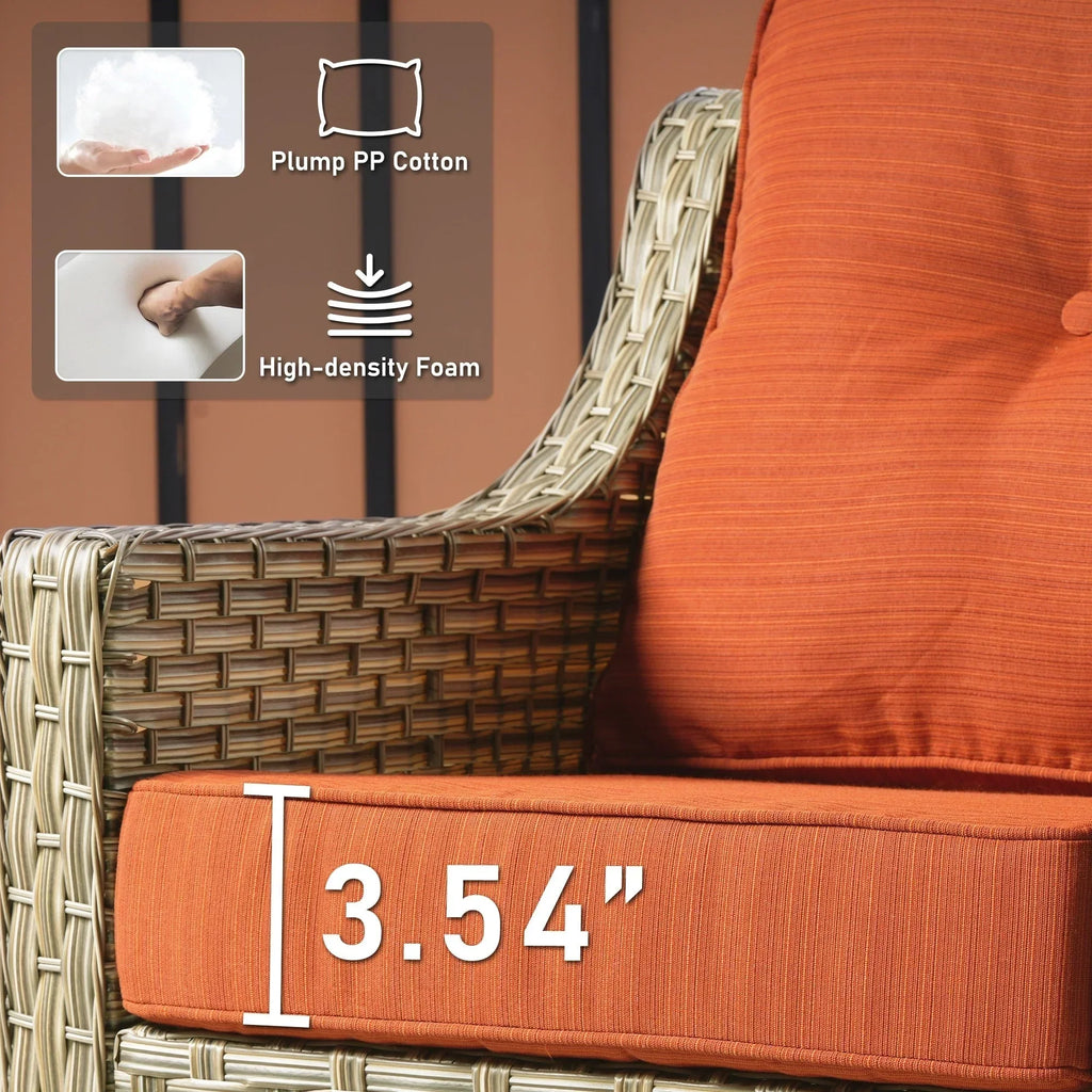 HOOOWOOO 2-delige tuinset met stoelen met hoge rugleuning van vlechtwerk en rotan