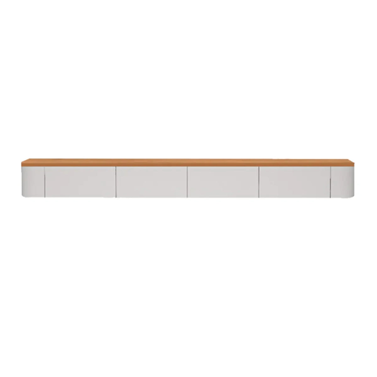 Meuble TV suspendu contemporain, long et blanc, en bois, avec tiroirs