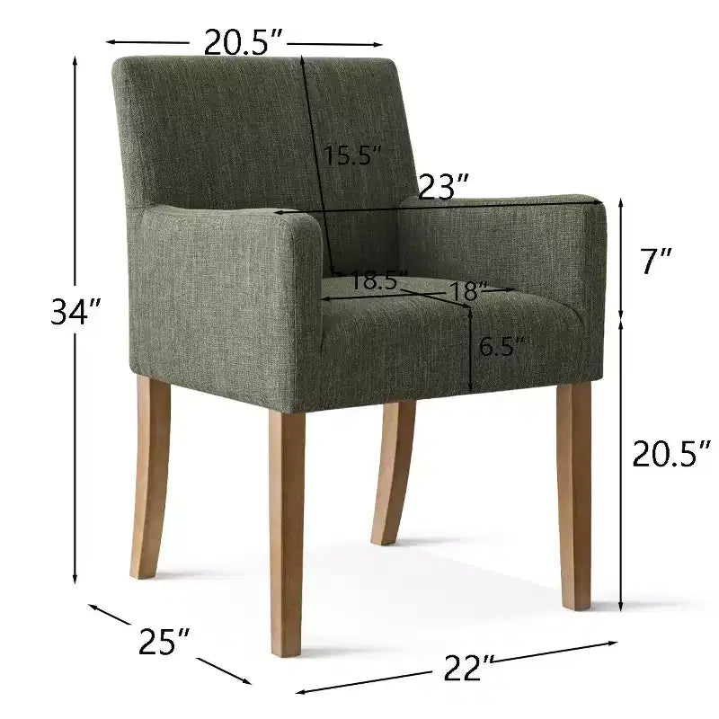 Set of 6 Upholstered Dining Chairs with Arms, Modern Linen Armchairs with Wooden Legs, Accent Chairs for Dining Room, Living Room - Panipeachy