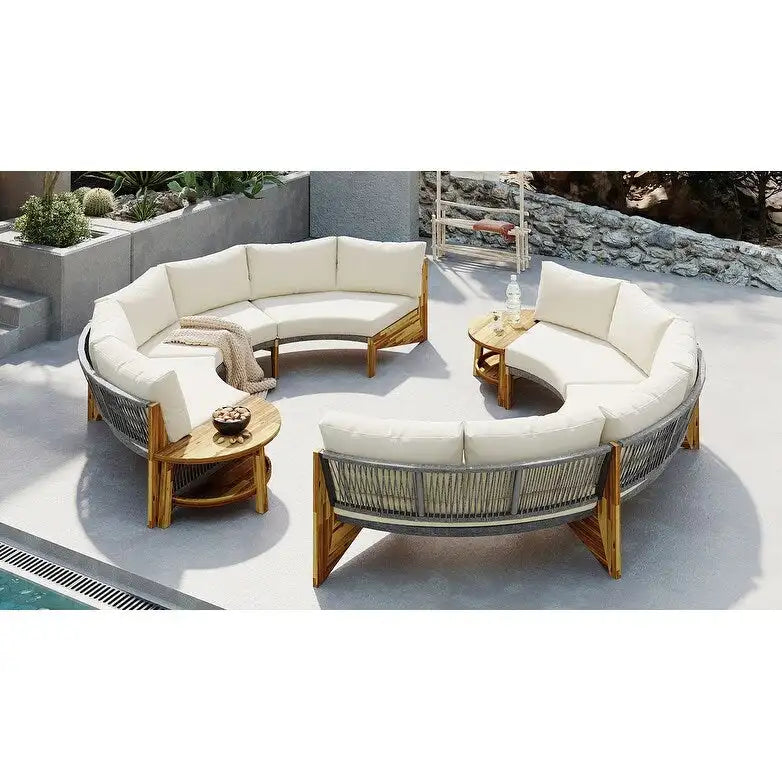 Ensemble de salon extérieur pour 6 personnes avec coussins et 1 table basse