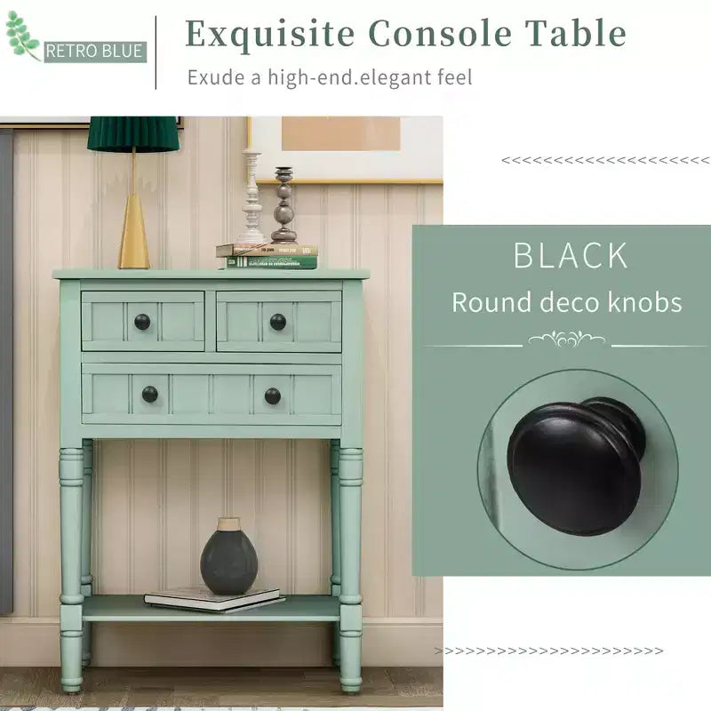 23.7in Narrow Console Table with 3 Drawers and Shelf, Sofa Table for Small Space Entryway or Living Room
