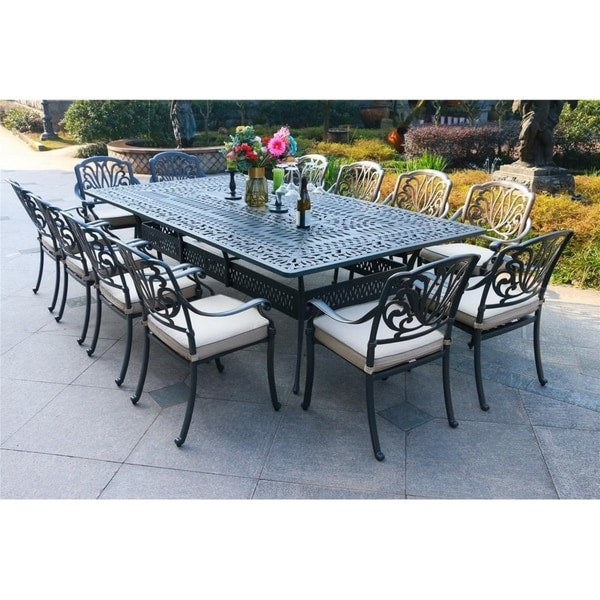 Ensemble repas de 13 pièces en aluminium gris canon de fusil Manasquan par Havenside Home
