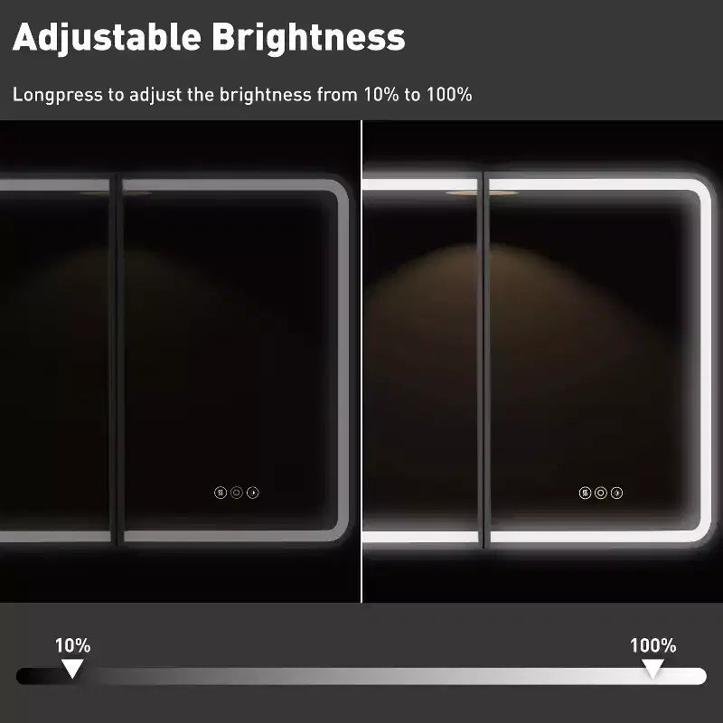 Schwarz/Weiß/Gold LED-Medizinschrank, eine Tür, Anschlag links oder rechts, zum Einbau oder zur Wandmontage