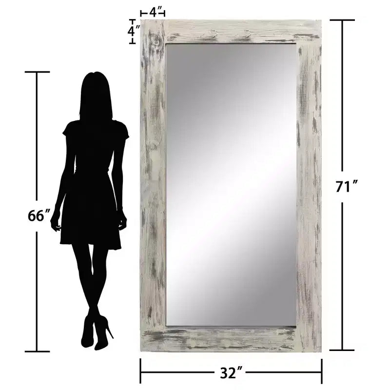 71x31 inch Solid Wood Right Angled Rectangular Used Brown Full-length Mirror (without Bracket)