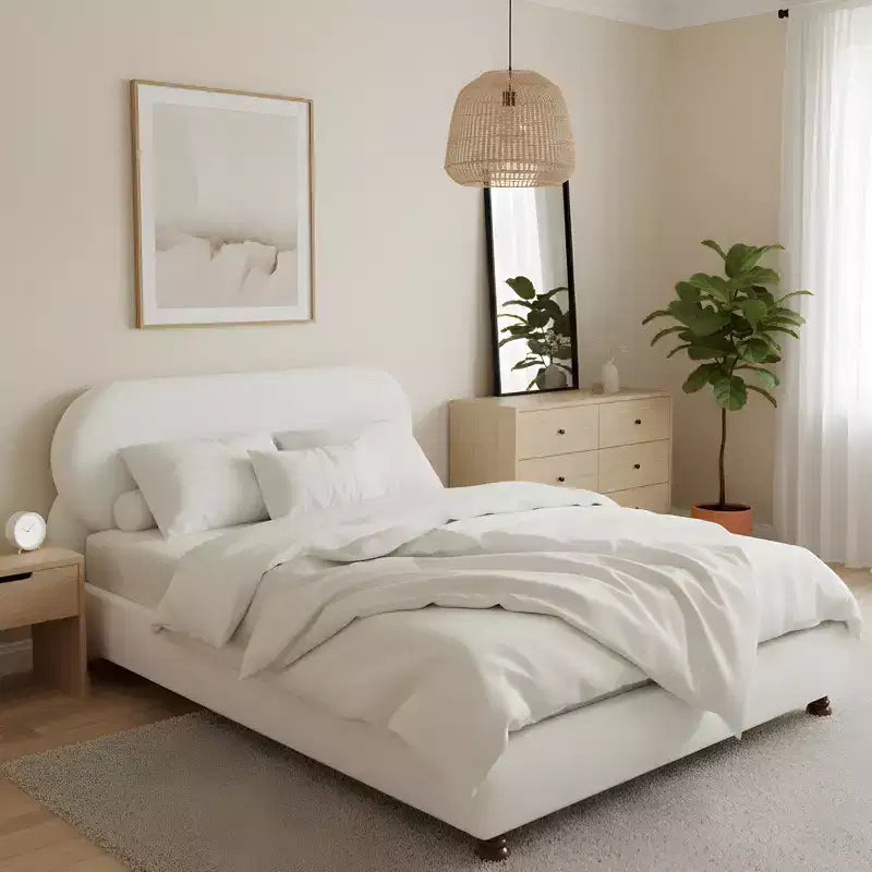 Christopher Knight Home Matteo Modern Rubberwood Boucle Upholstered Bed