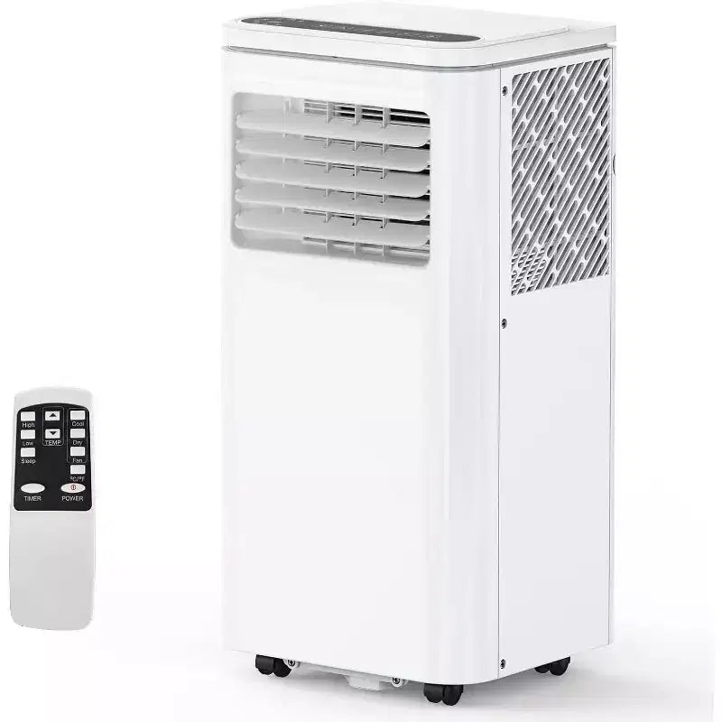 Przenośny klimatyzator 10000 BTU, domowy klimatyzator z pilotem do pomieszczeń o powierzchni do 450 stóp kwadratowych, funkcje 3 w 1, timer 24-godzinny, kółka
