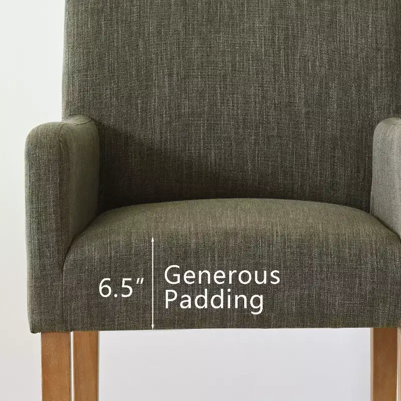 Set of 6 Upholstered Dining Chairs with Arms, Modern Linen Armchairs with Wooden Legs, Accent Chairs for Dining Room, Living Room - Panipeachy